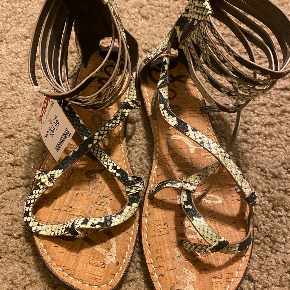 Snakeskin print flat Sam Edelman gladiator